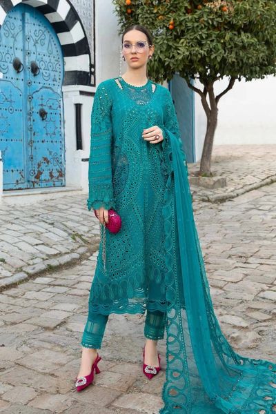 Maria B C Green Chikankari Lawn Embroidery Dress 3pc