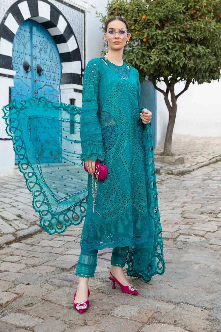 Maria B C Green Chikankari Lawn Embroidery Dress 3pc