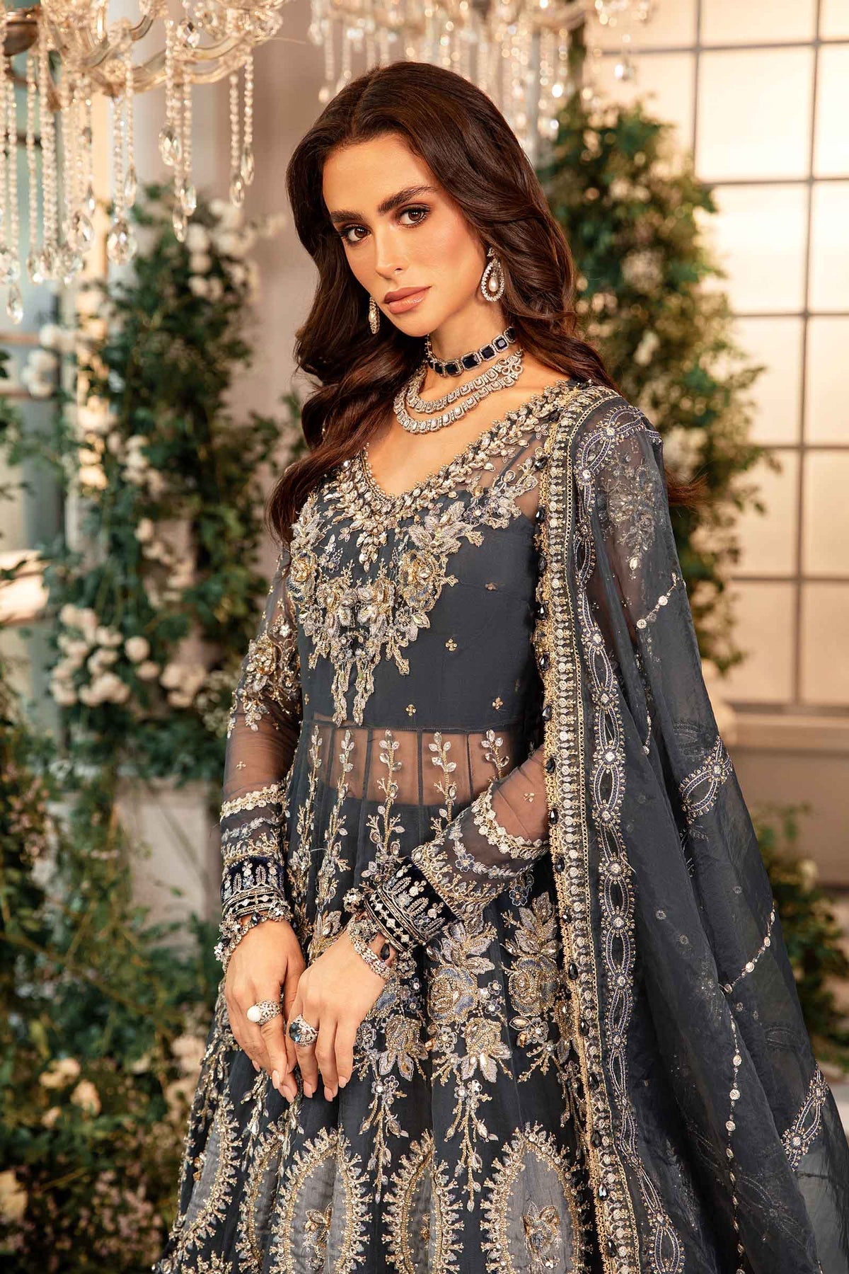 Maria.B | 3 Piece Unstitched Embroidered Organza Suit | BD-2901