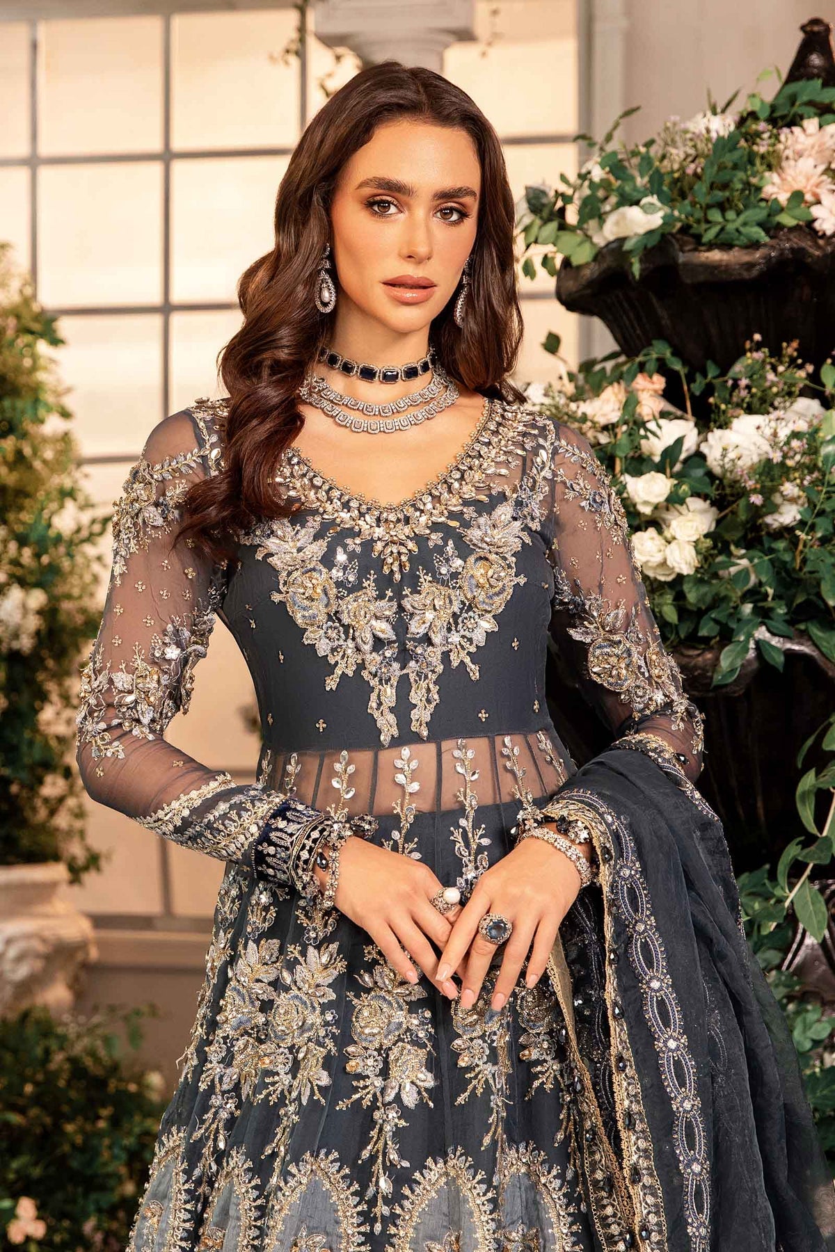 Maria.B | 3 Piece Unstitched Embroidered Organza Suit | BD-2901