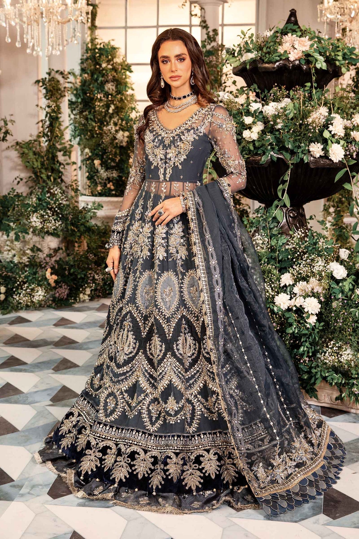 Maria.B | 3 Piece Unstitched Embroidered Organza Suit | BD-2901