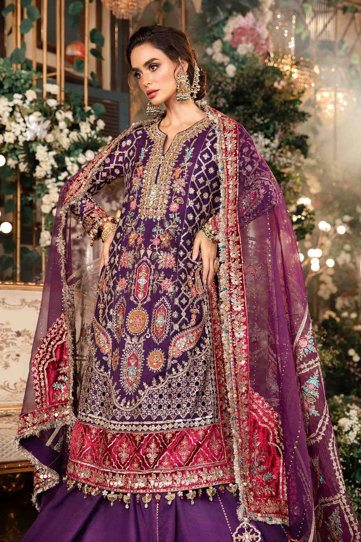 Maria B | 3 Piece Unstitched Embroidered Raw Silk Suit | BD-2903