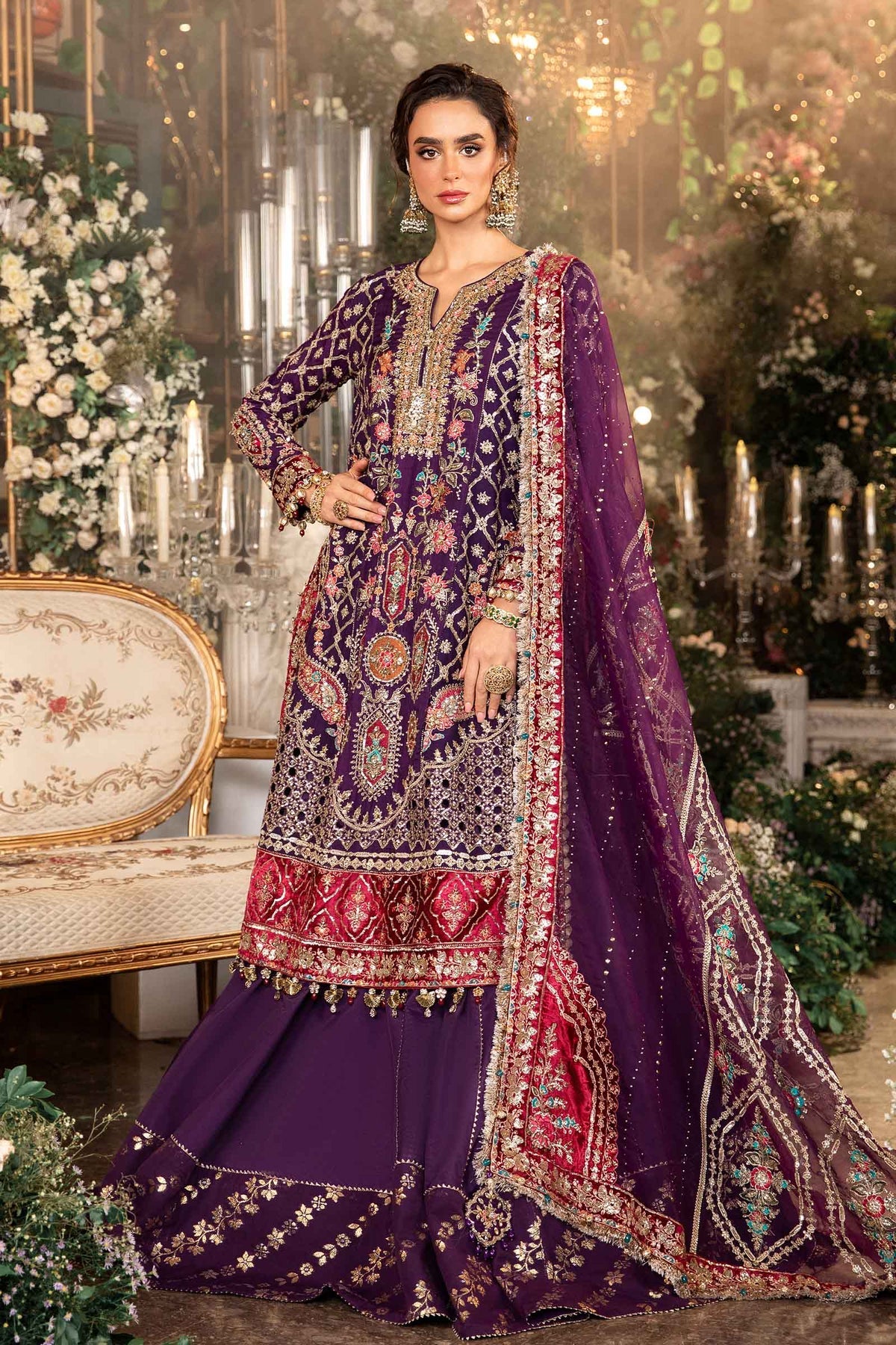 Maria B | 3 Piece Unstitched Embroidered Raw Silk Suit | BD-2903