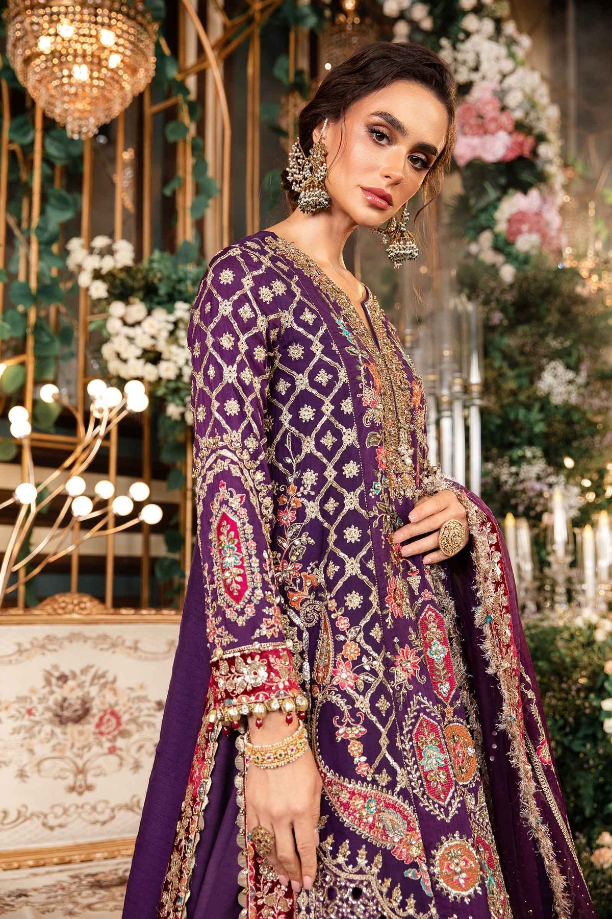 Maria B | 3 Piece Unstitched Embroidered Raw Silk Suit | BD-2903