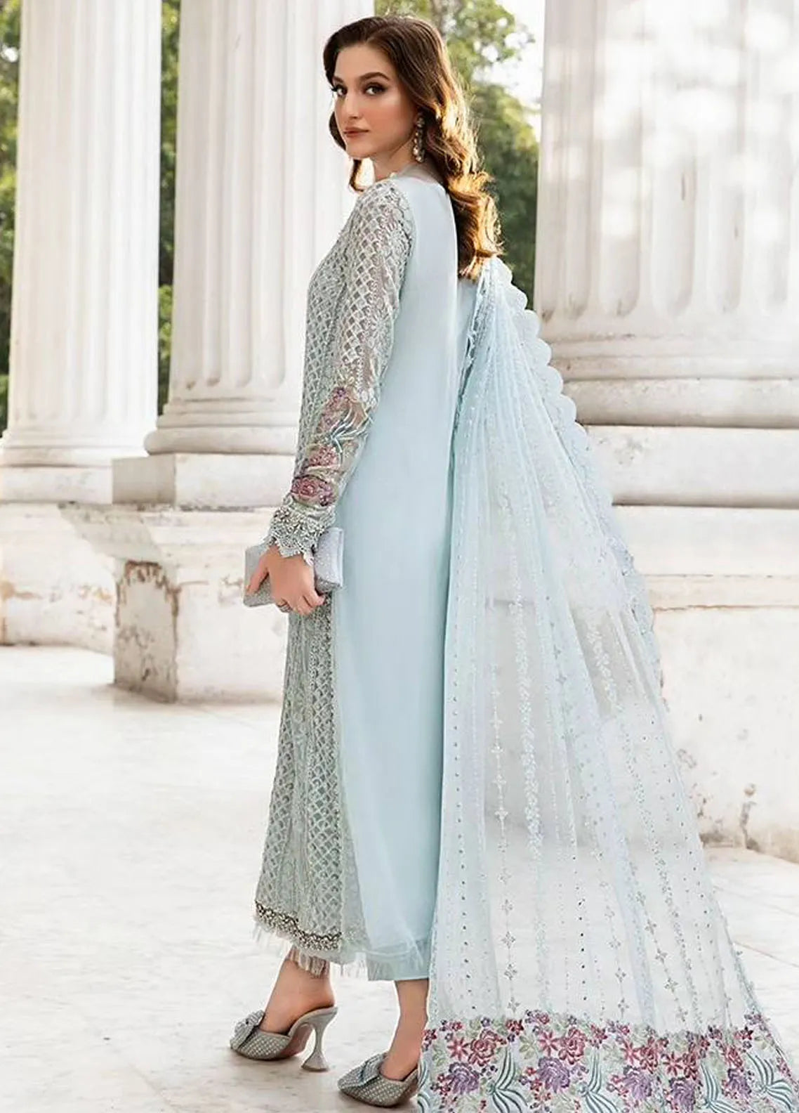 Maria B MB24C D-03 - Formal Collection Embroidered Chiffon Suit Unstitched 3 Piece