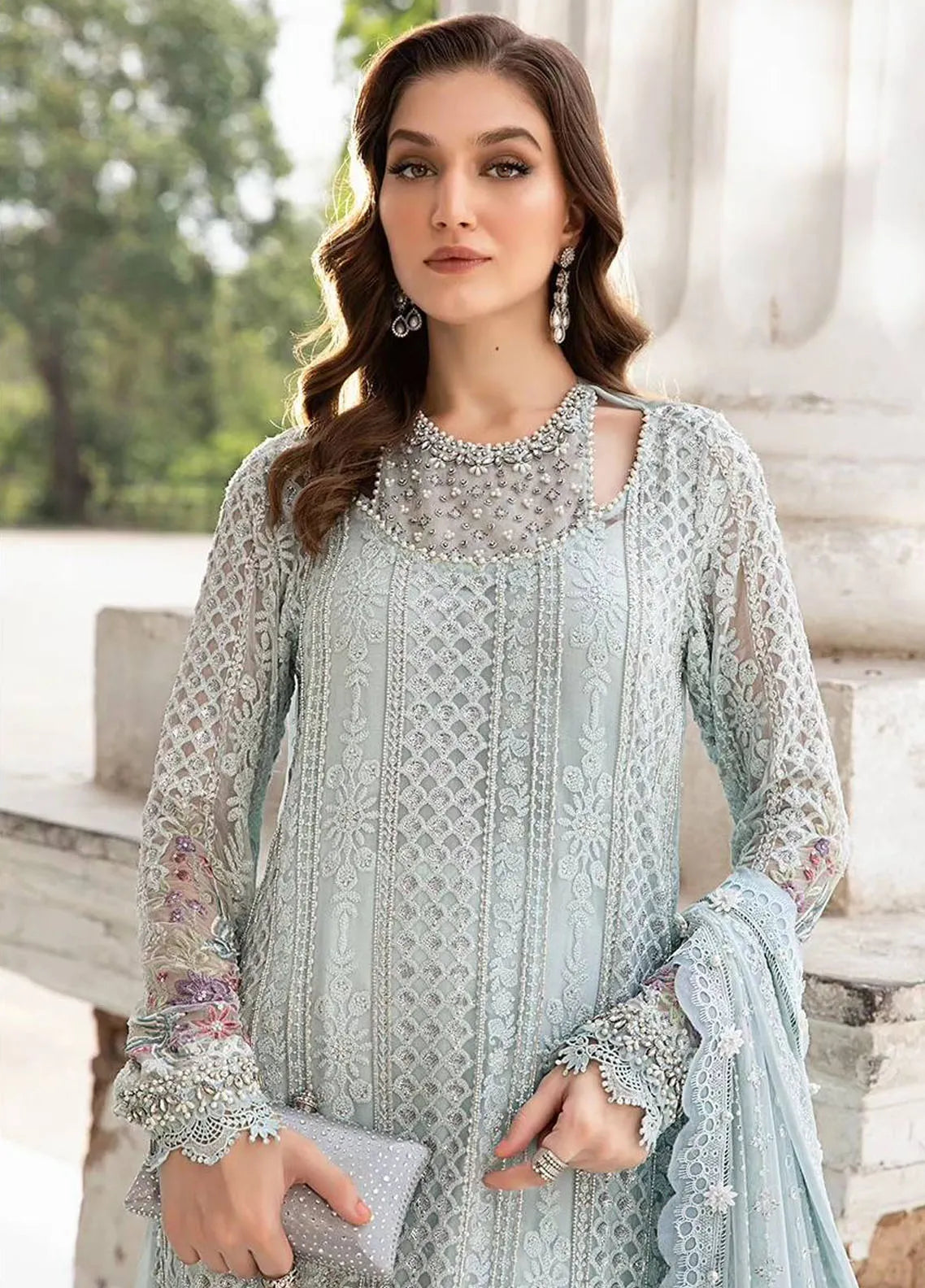 Maria B MB24C D-03 - Formal Collection Embroidered Chiffon Suit Unstitched 3 Piece