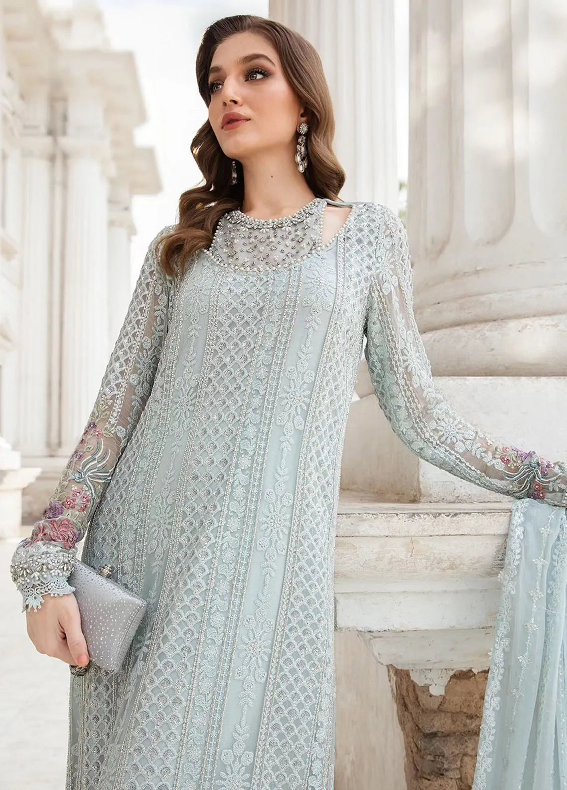 Maria B MB24C D-03 - Formal Collection Embroidered Chiffon Suit Unstitched 3 Piece